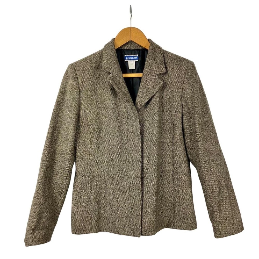Pendleton Tweed Wool Blend Blazer Jacket Size 10 … - image 1